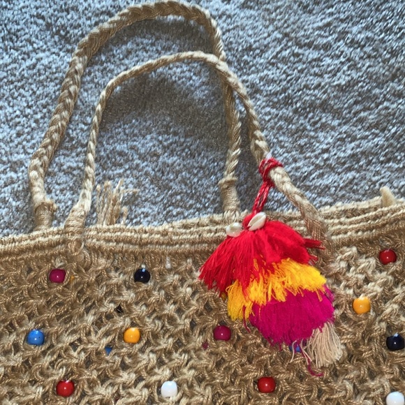 SHIRALEAH Luana tote bag tote in natural with beaded details - Picture 8 of 8